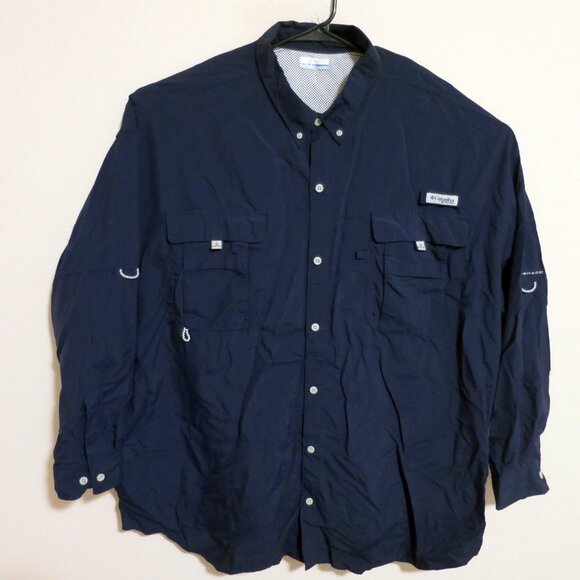 Columbia Shirt Mens 4XT Long Sleeve Button PFG Omni Shade Vented Fishing Blue - Picture 1 of 9